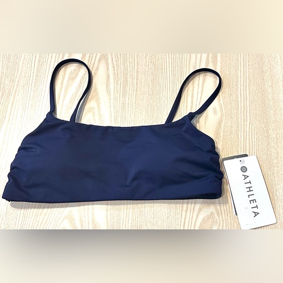 Athleta Scoop Bikini Top Size Small Best for A-C Cups. Navy Blue. - Picture 6 of 15
